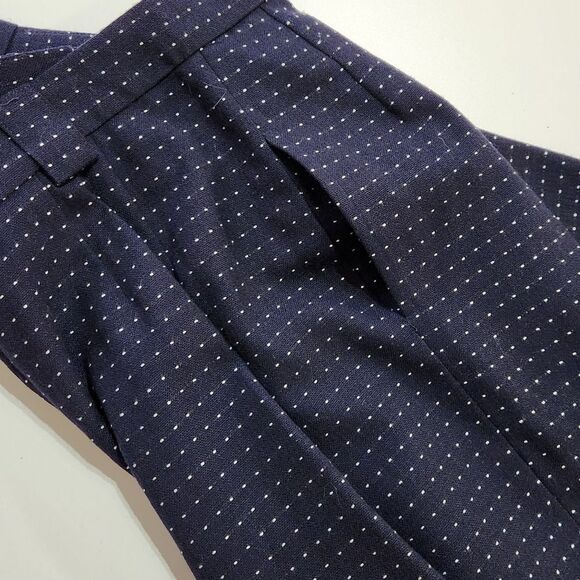 Anne Klein II Vintage 90s Wool Shorts Pleated Navy/White Dashes Women's Size 10 - Picture 7 of 13